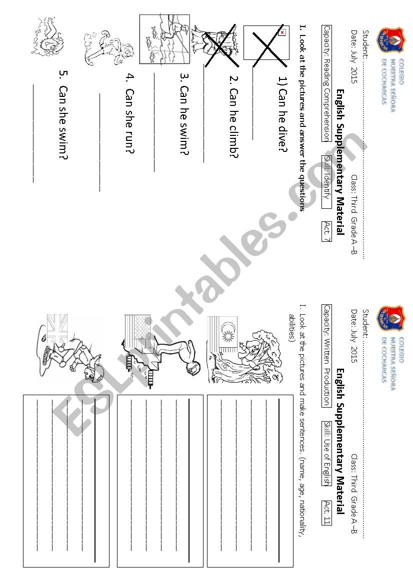 Ability description worksheet