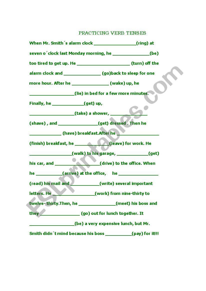 Verb Tenses Practice worksheet