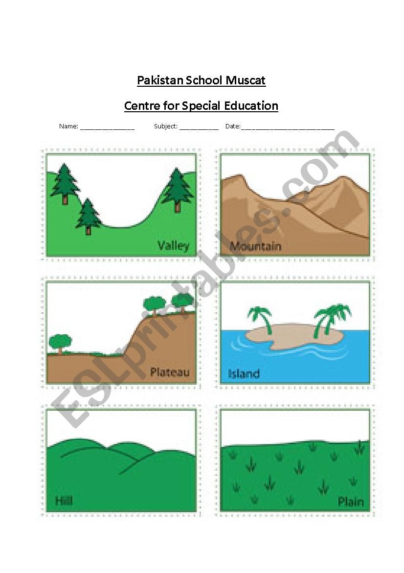 landforms worksheet