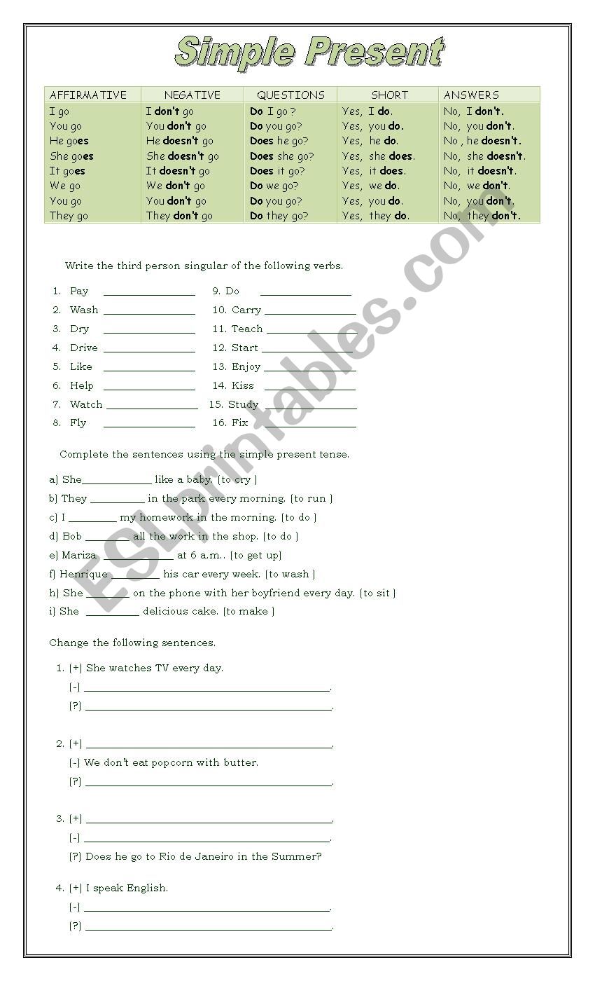 Simple Present worksheet