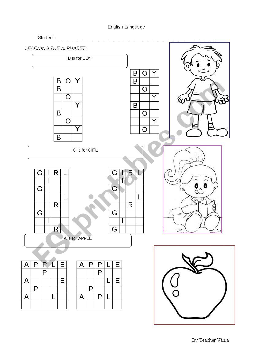 B is for BOY worksheet