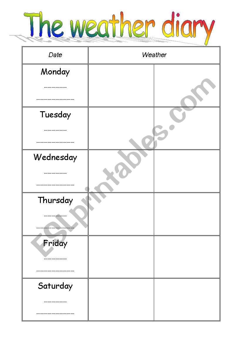 The weather diary worksheet