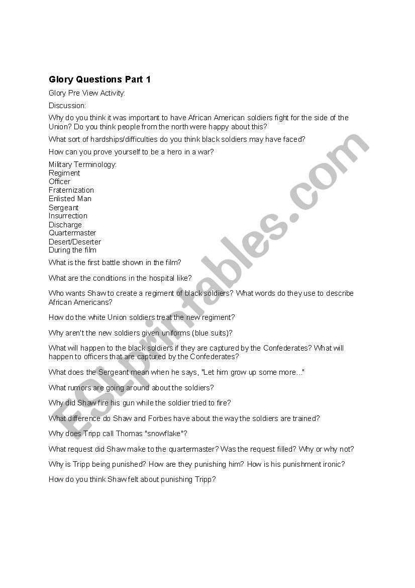 Questions for Glory (1989) part 1