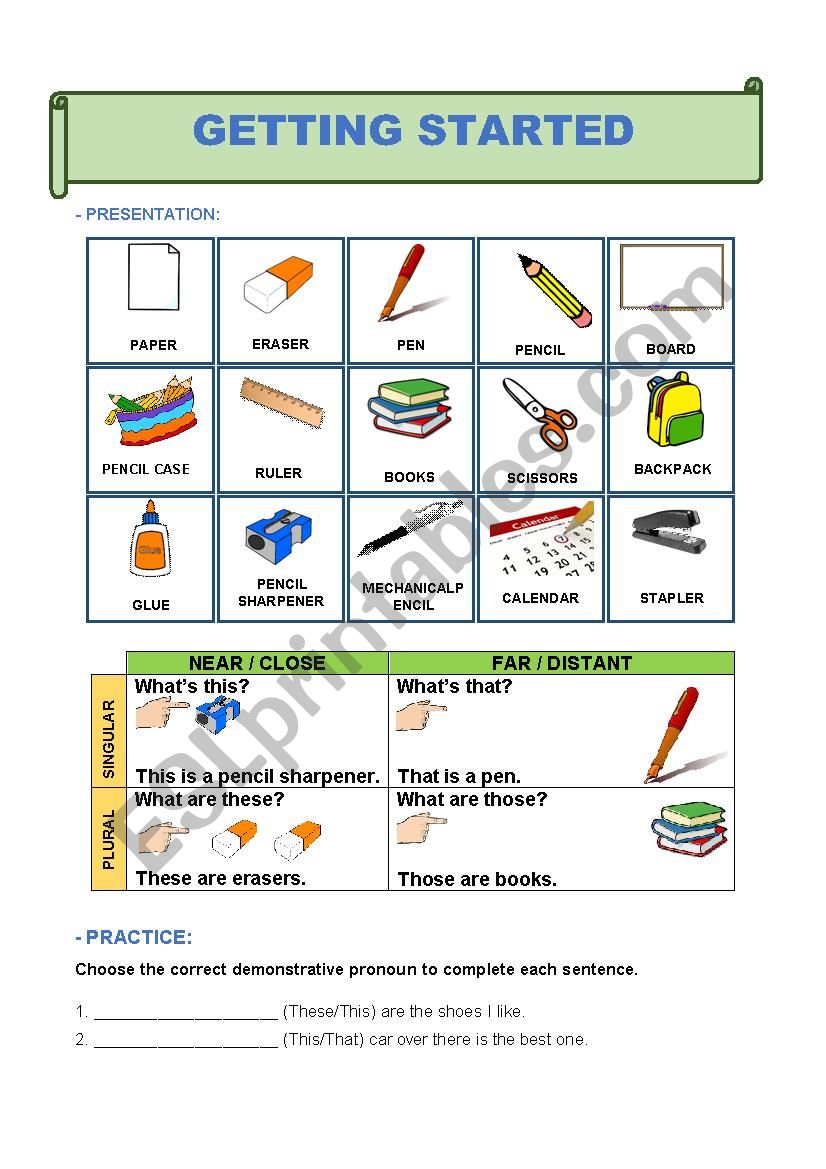 Demontrative Pronouns / Classroom vocabulary