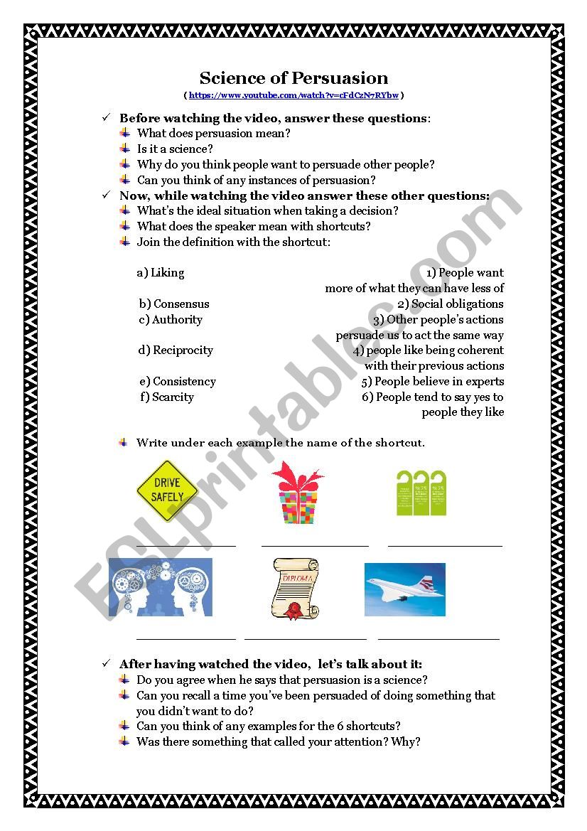 Science of Persuasion worksheet