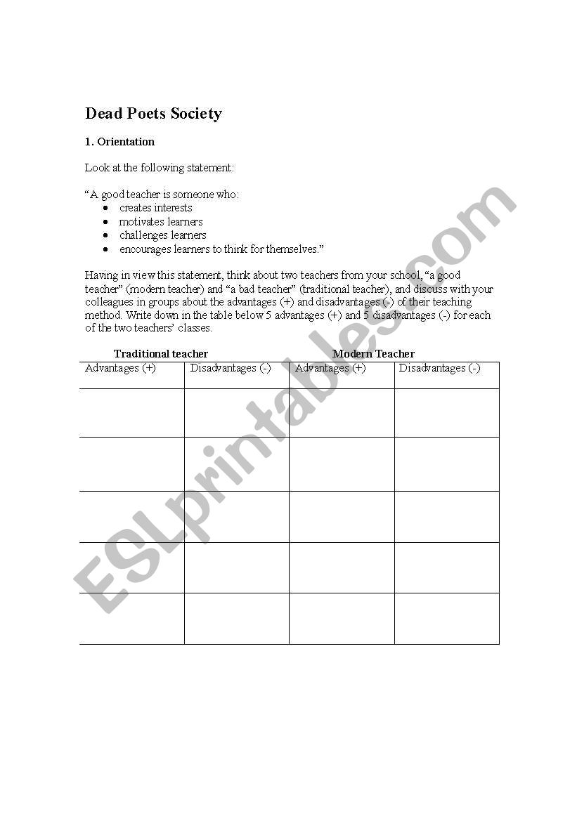 dead poets society-flim based worksheet