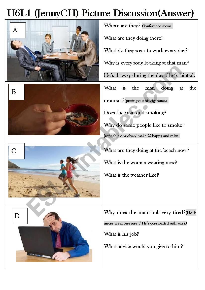 Picture Discussion worksheet