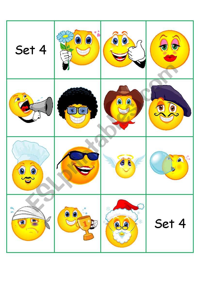 emoticons card set 4  worksheet