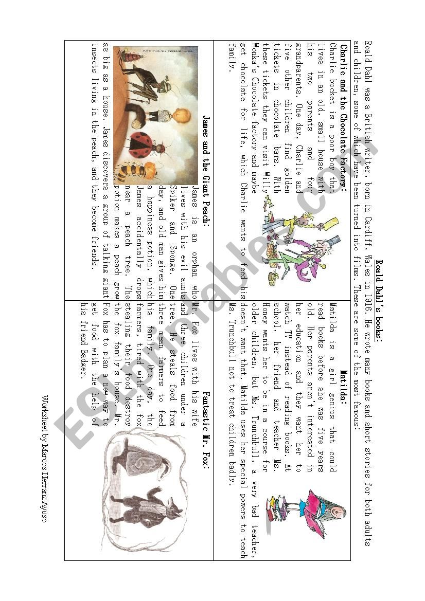 Roald DahlÂ´s books worksheet