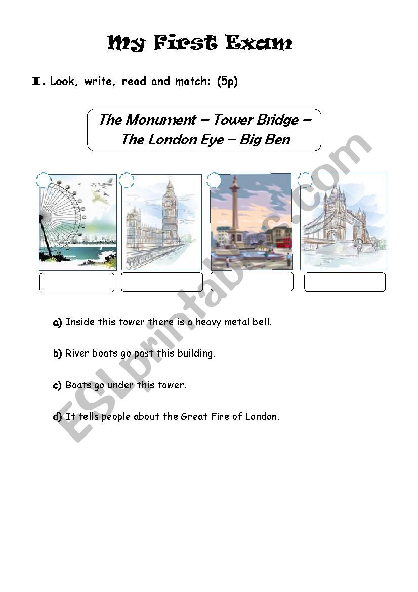 LONDON CITY worksheet