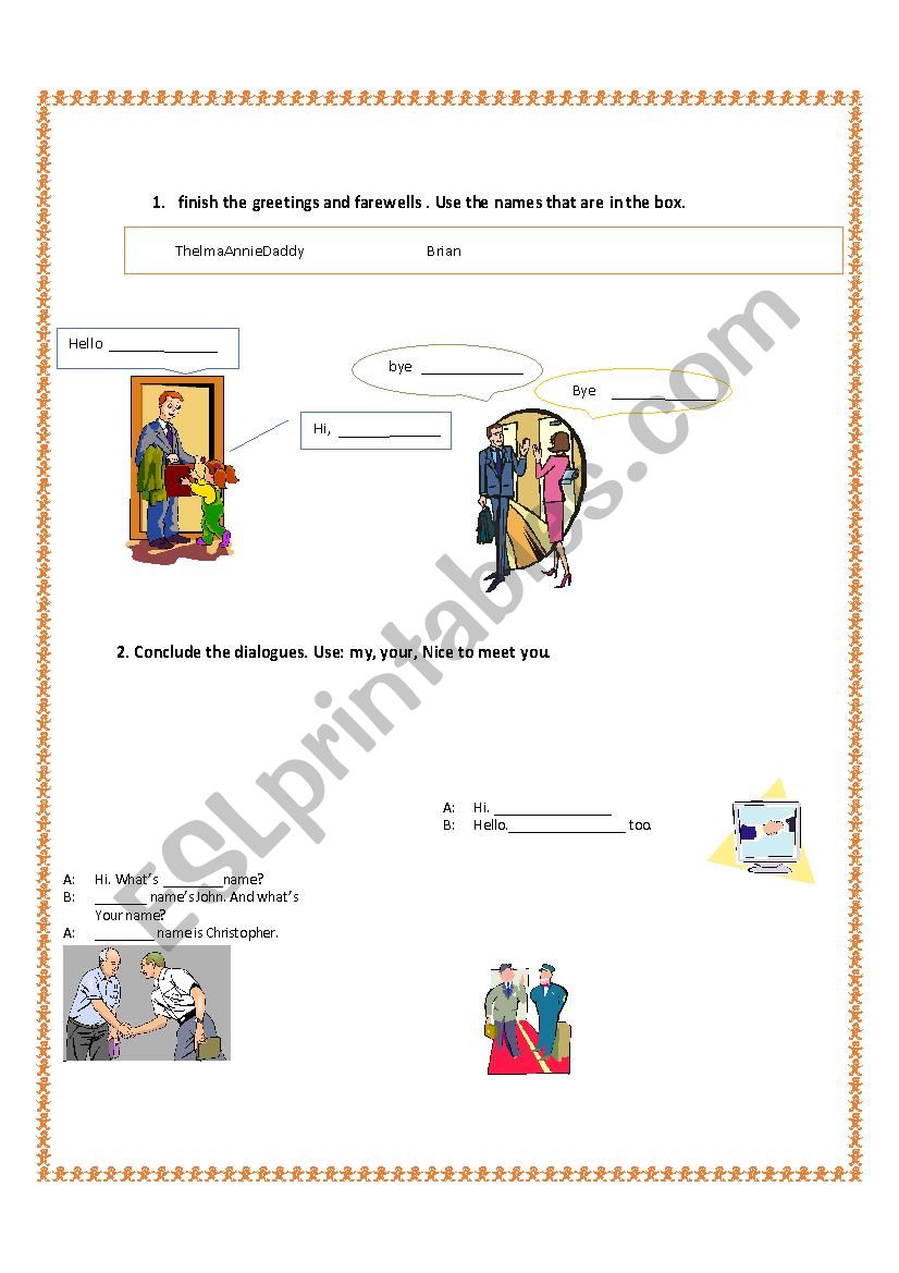 greetings and dialogues worksheet