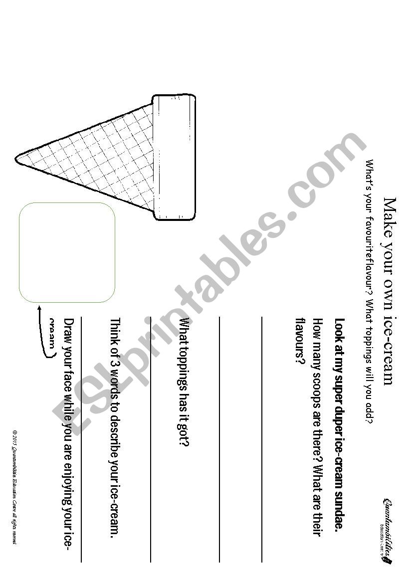 Make your own ice-cream worksheet