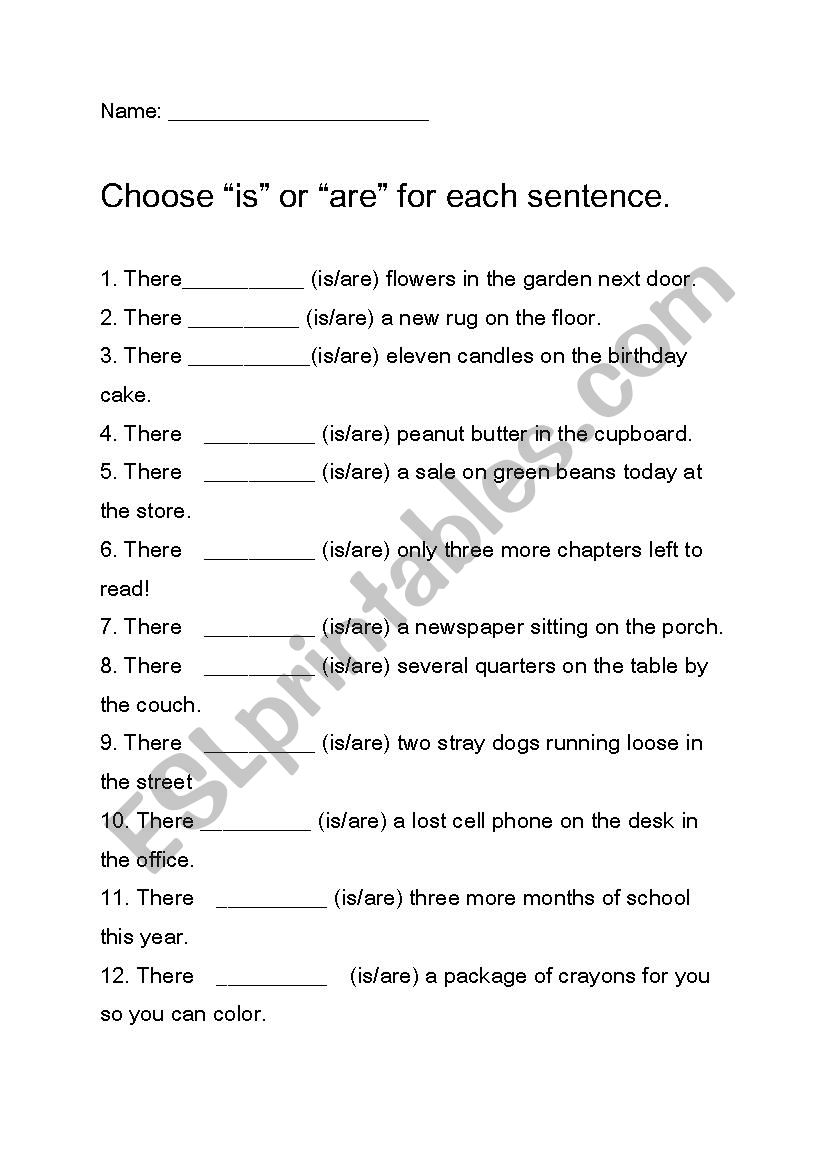 be verb grammar - Choose ¡°is¡± or ¡°are¡± for each sentence.