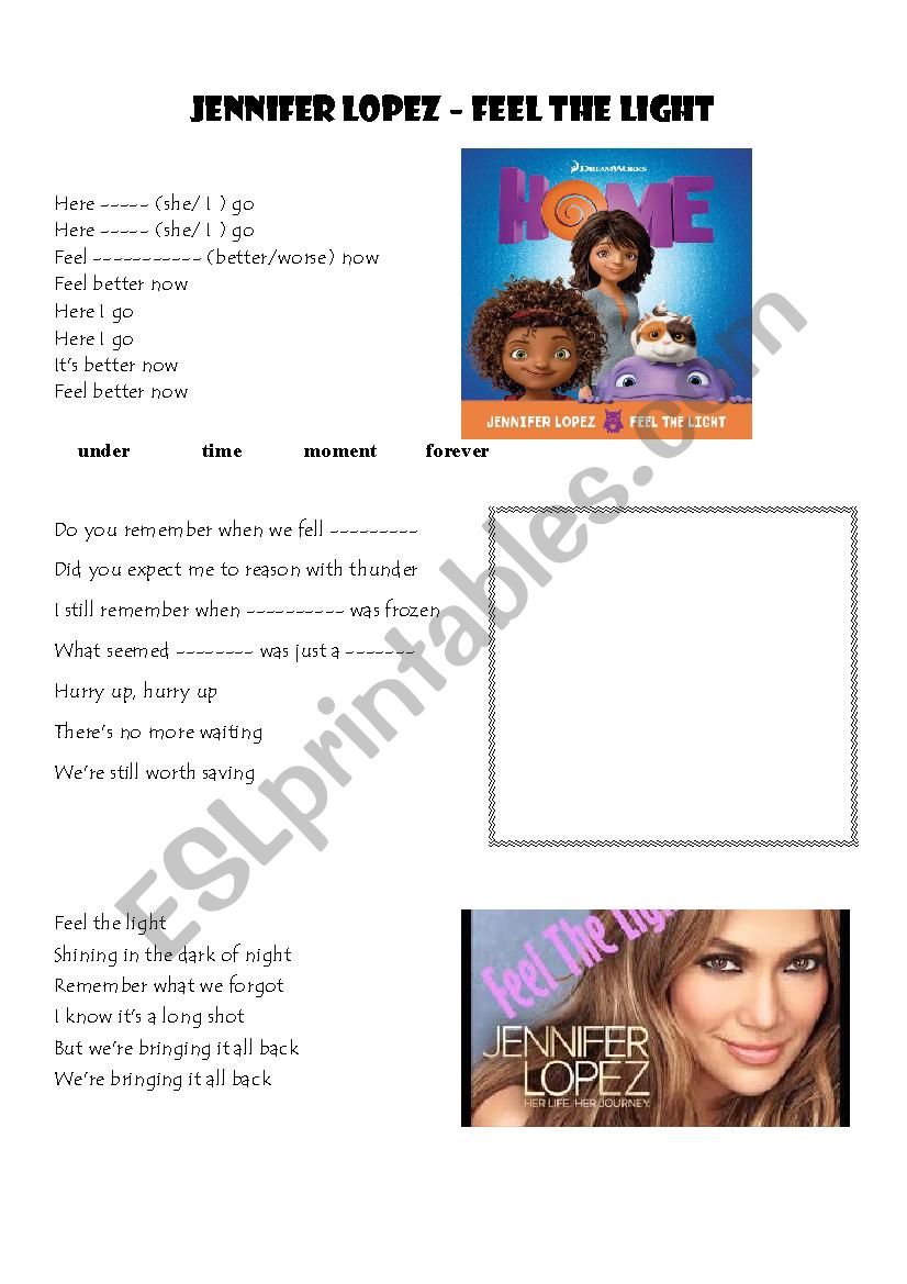 JLO - Feel the Light  worksheet