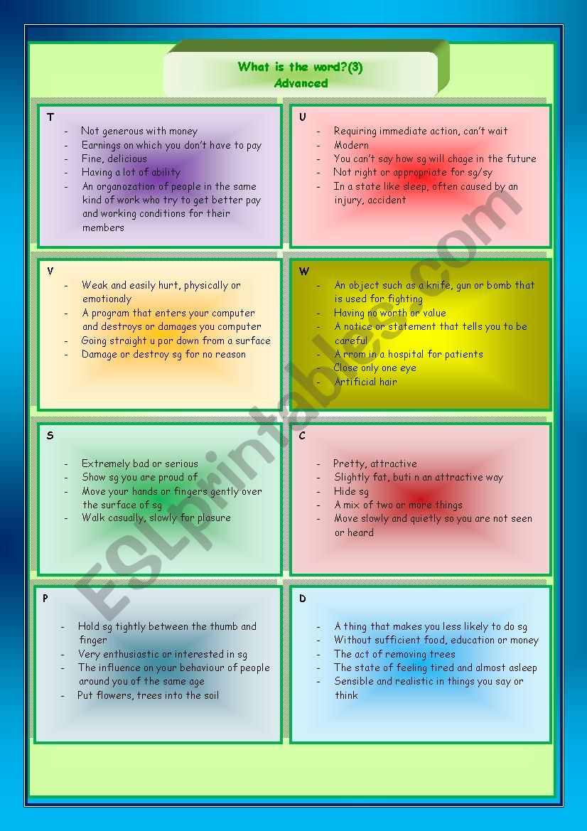 WhatÂ´s the word? 3 (advanced)