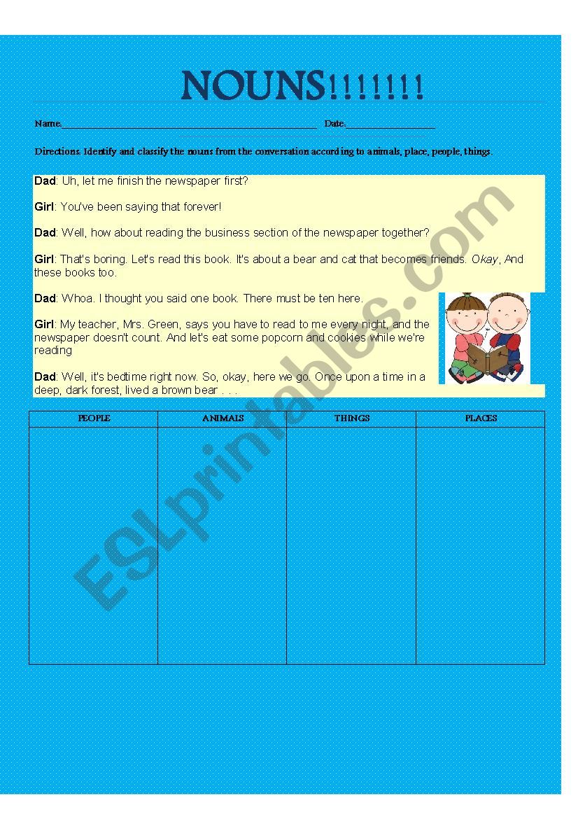 Nouns worksheet