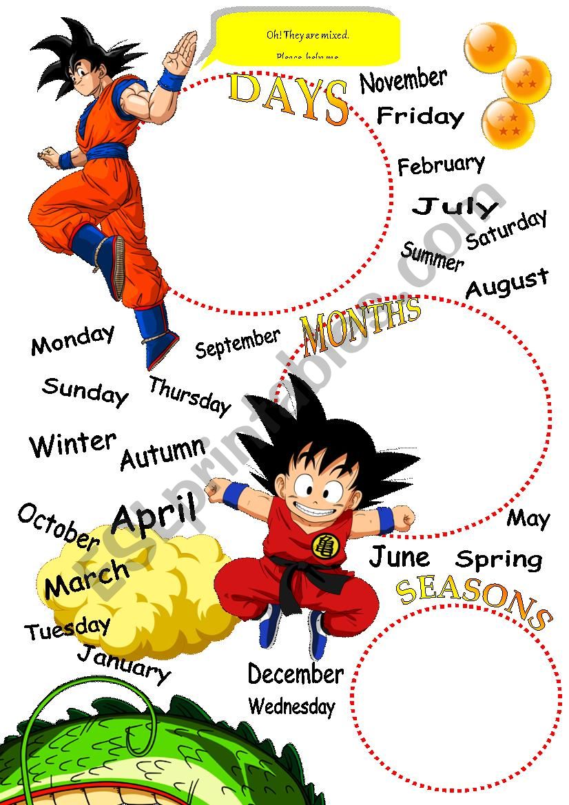 MONTHS - DAYS -SEASONS ( DRAGON BALL THEME)