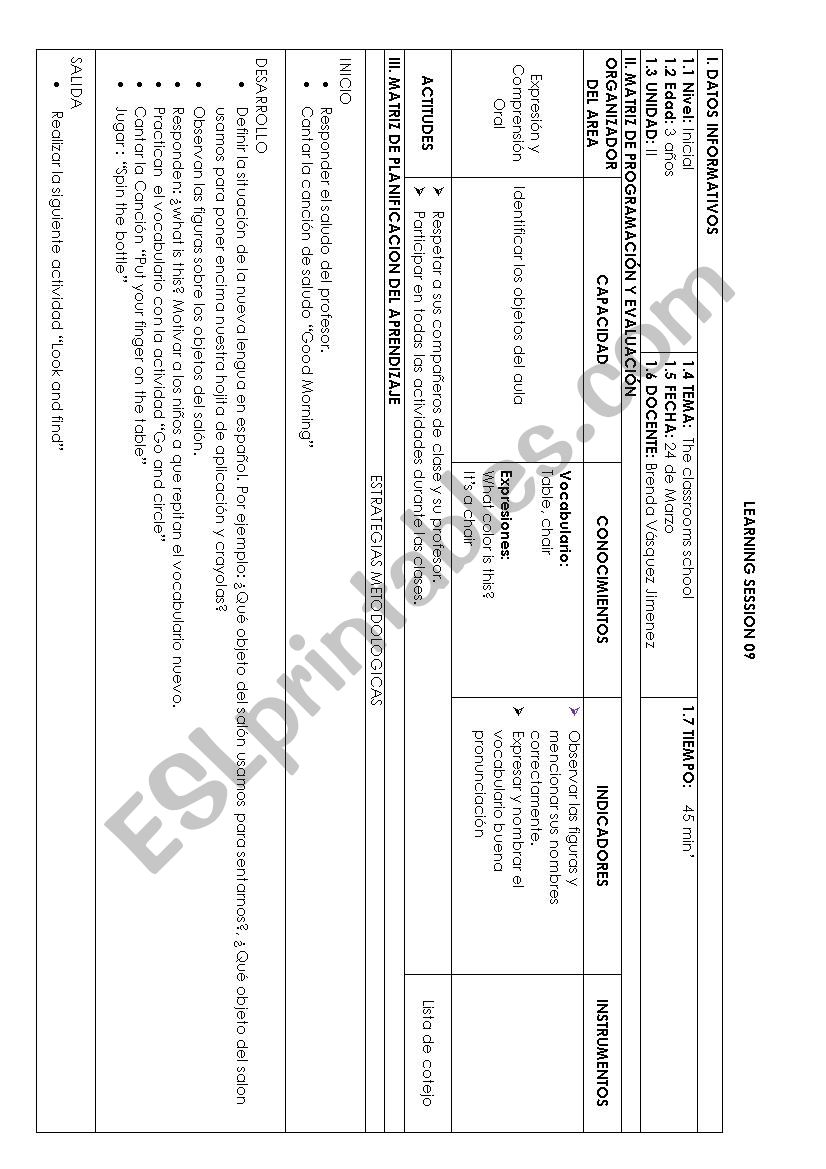 classroom objects worksheet