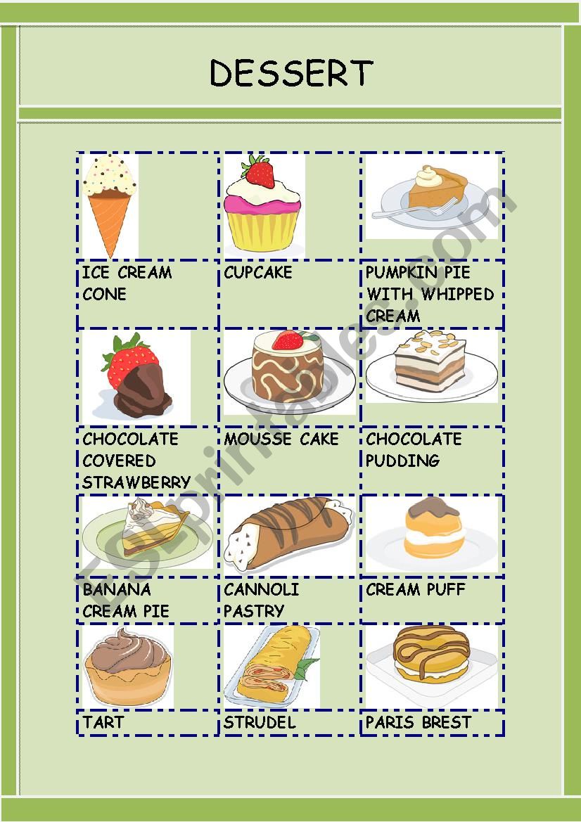 DESSERT worksheet
