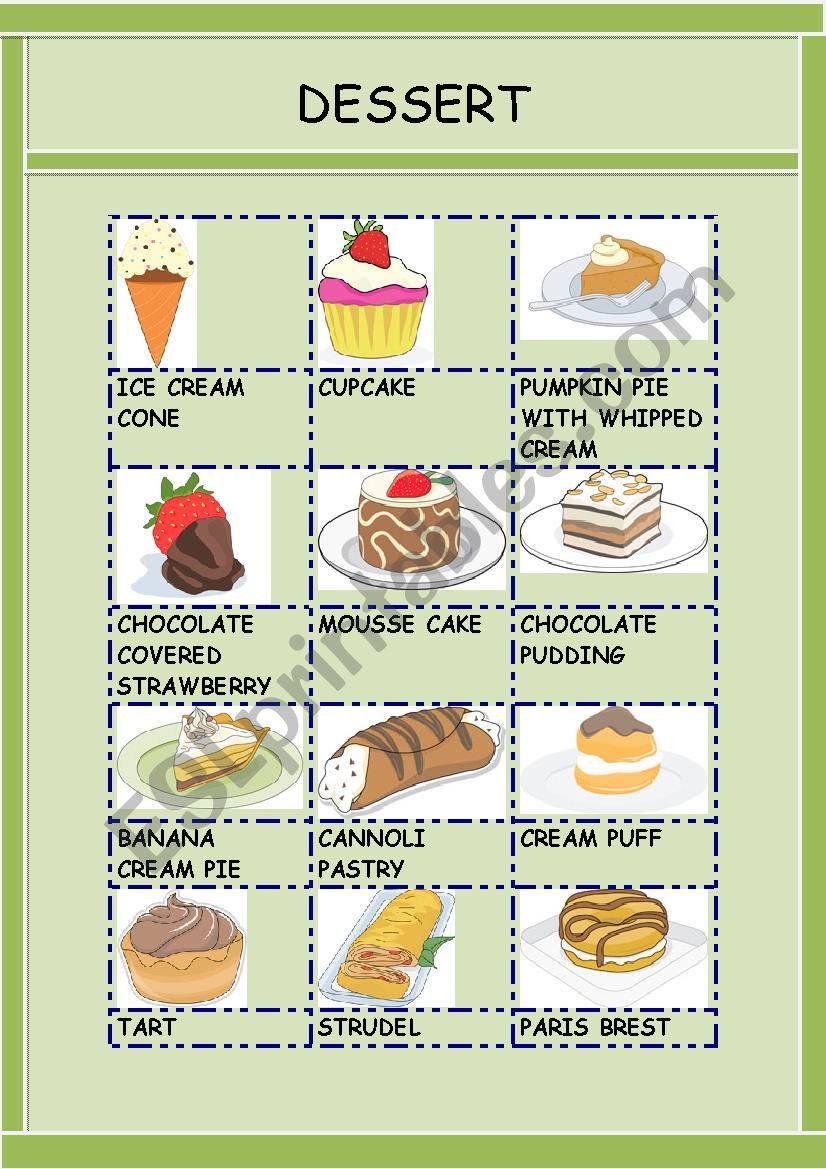 DESSERT worksheet