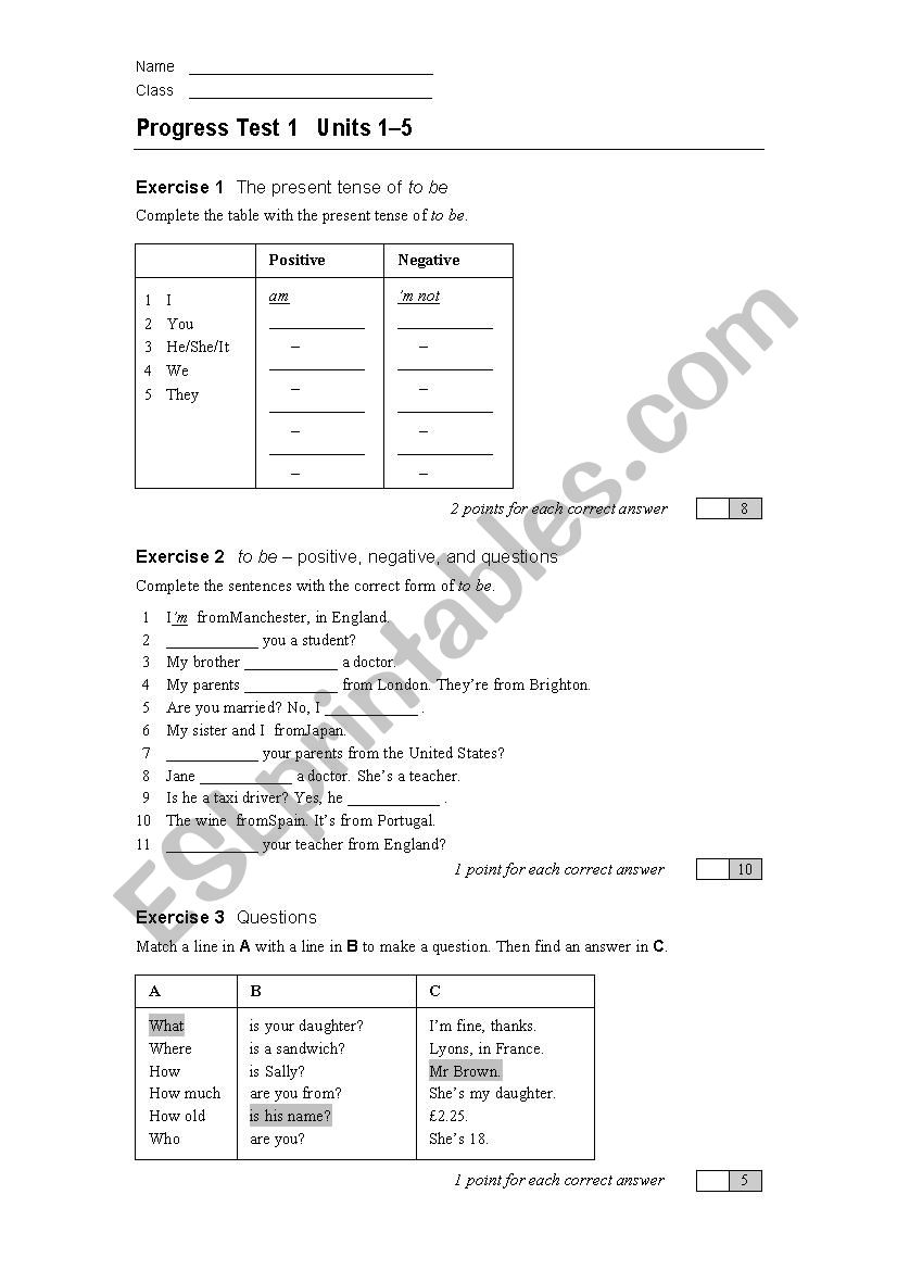 TEST worksheet