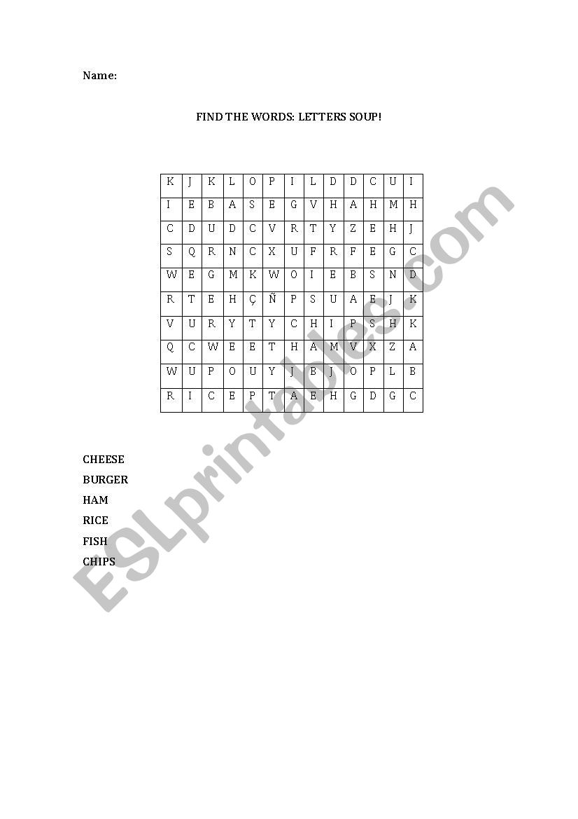 letters soup worksheet