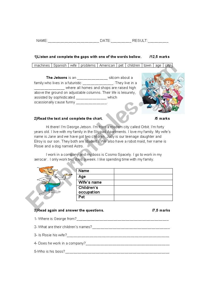 The Jetsons worksheet