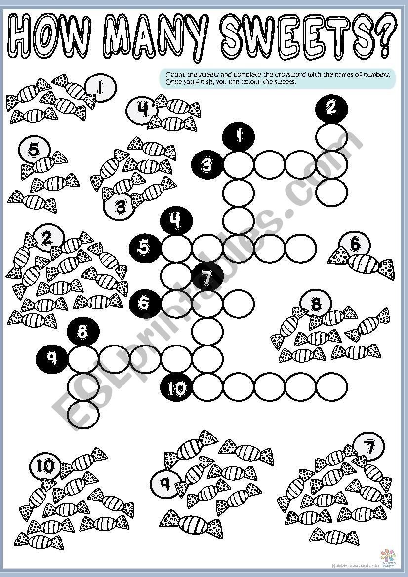 How many sweets? CROSSWORD worksheet