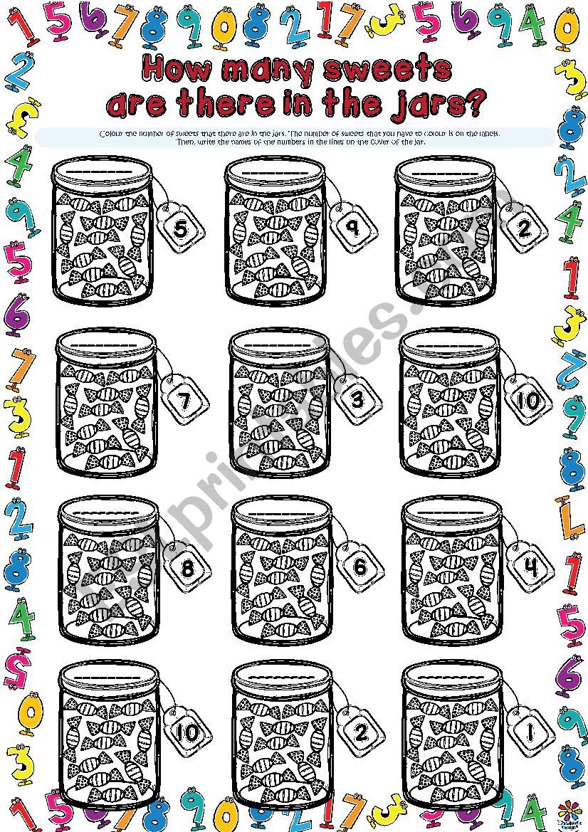 How many sweets are there in the jars? WORKSHEET 