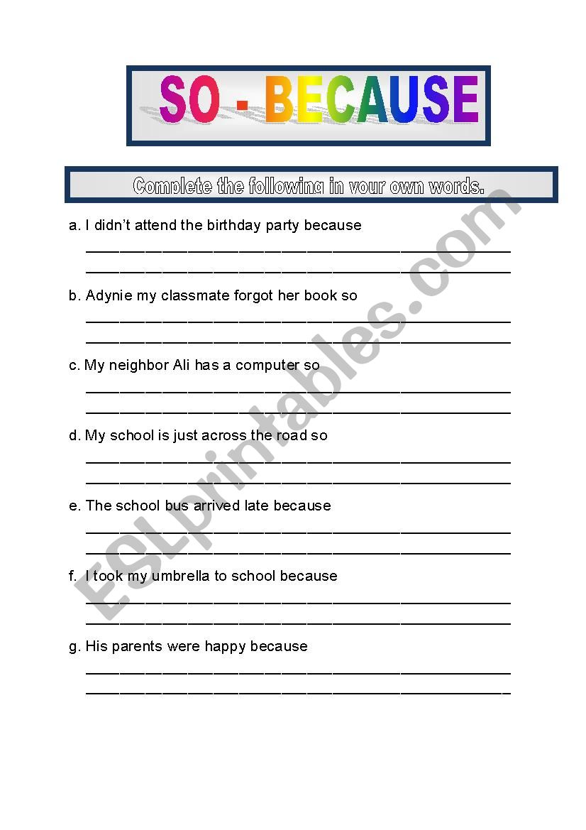 conjunction-because-so-esl-worksheet-by-alversabahan