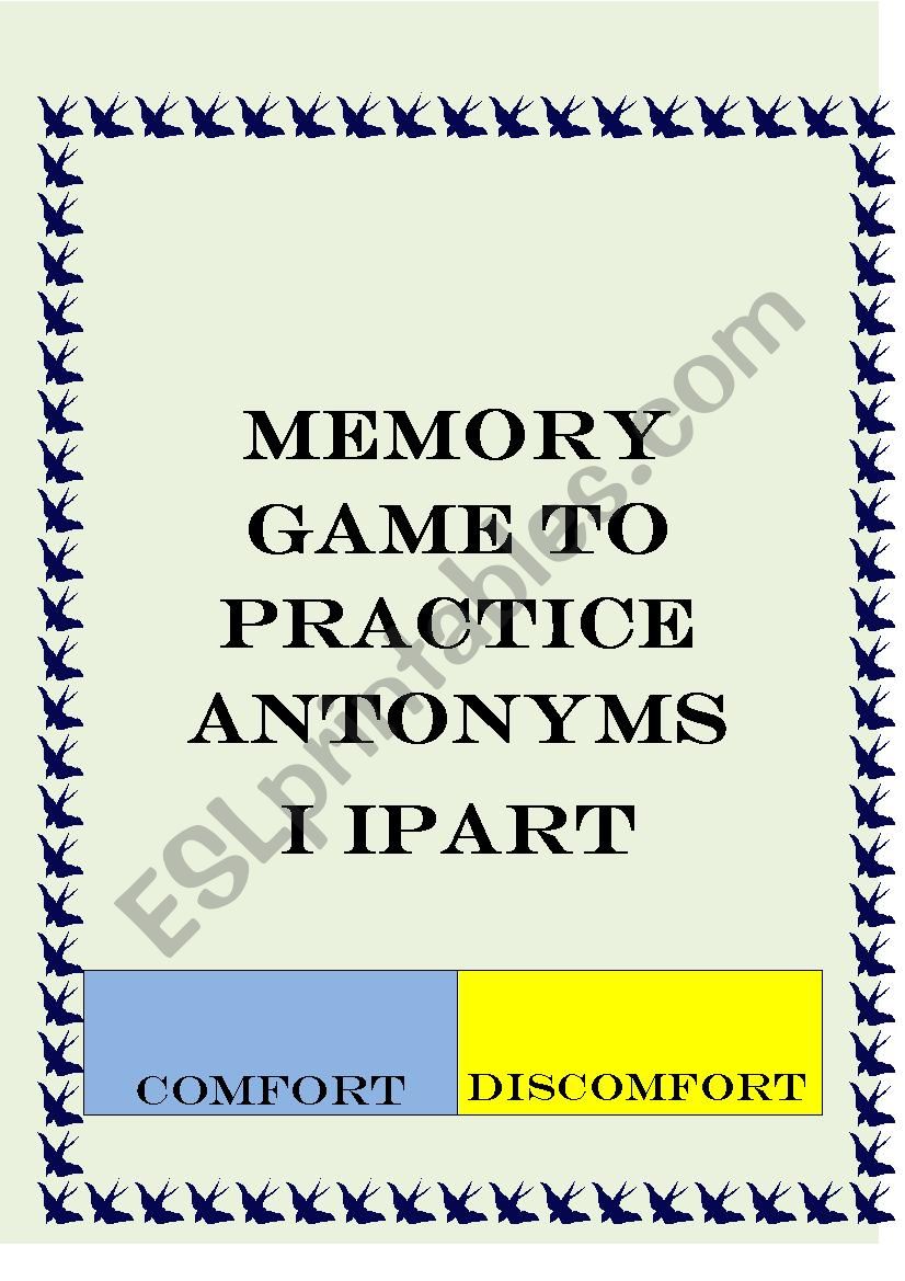 MEMORY GAME OPPOSITES worksheet