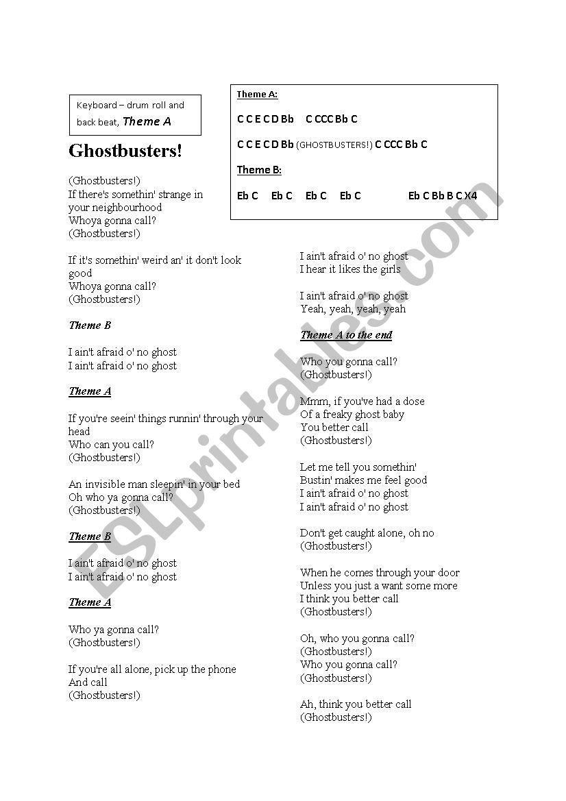 Call & Response in Music worksheet