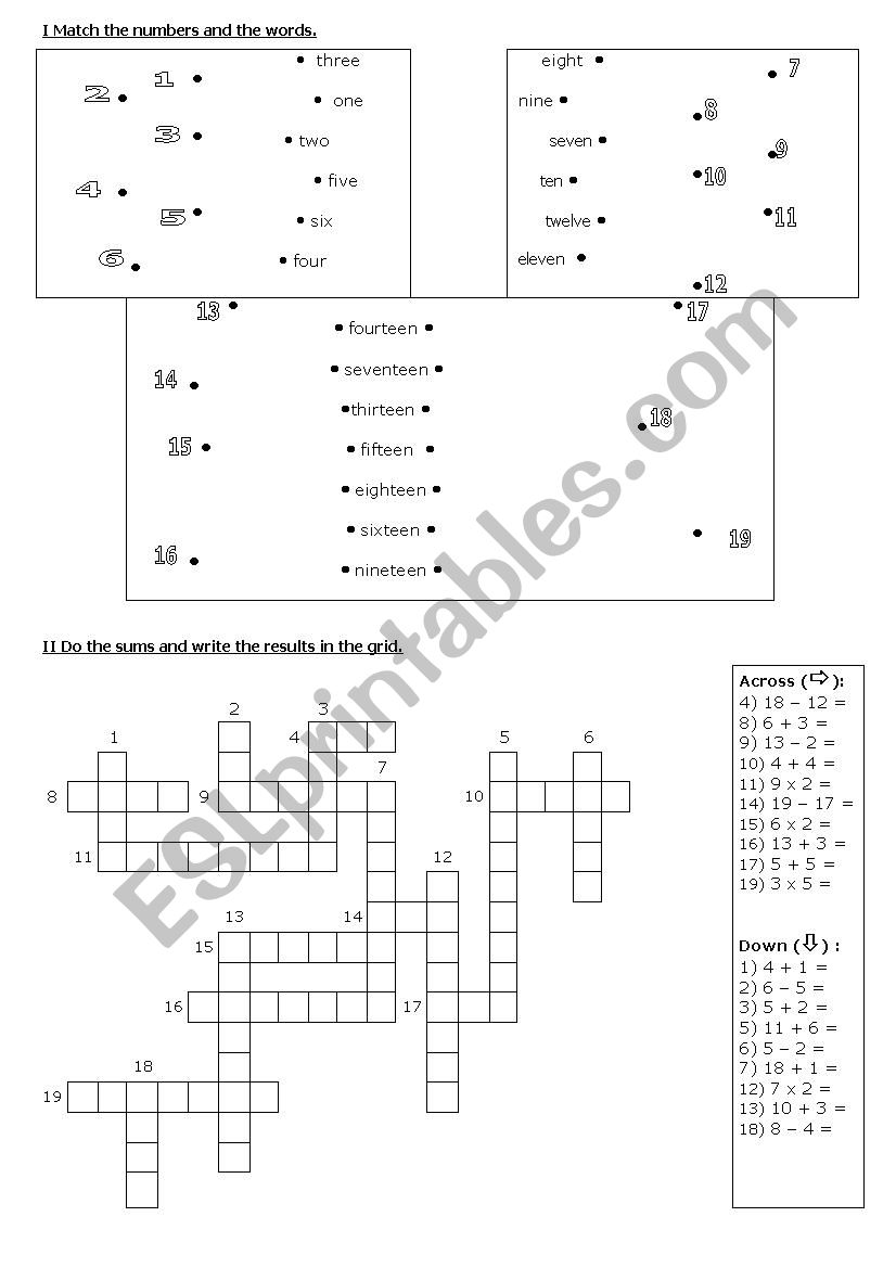 Numbers worksheet