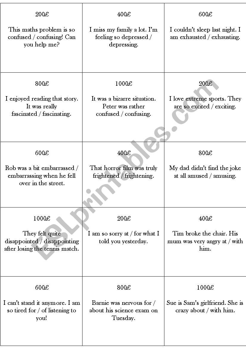 jeopardy worksheet