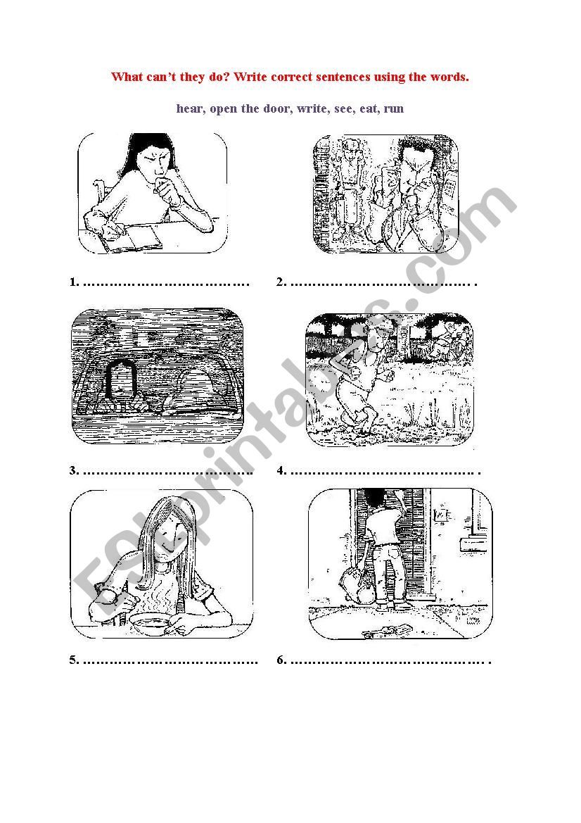 What can´t they do? worksheet