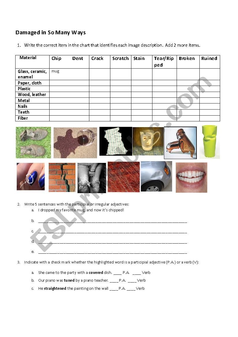 Participial Adjectives Exercise