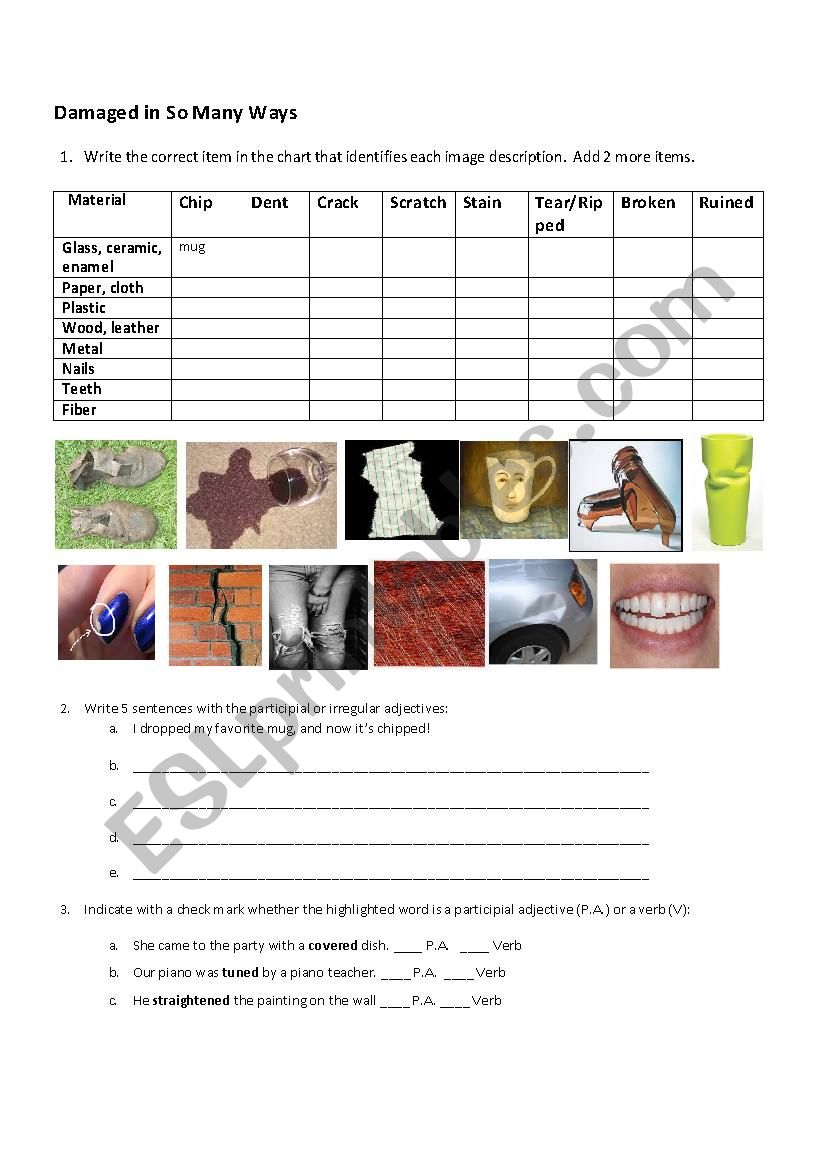 Participial Adjectives Exercise ESL Worksheet By CELIPanama