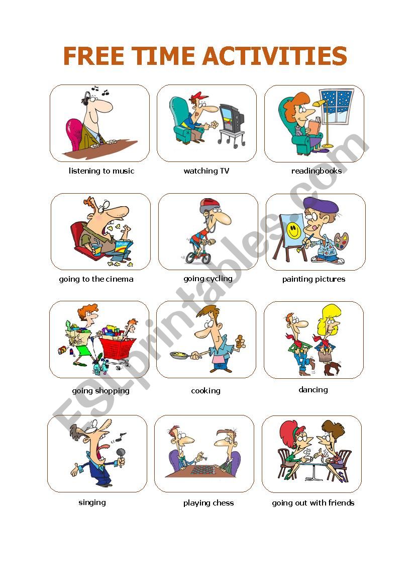 Free time activities worksheet