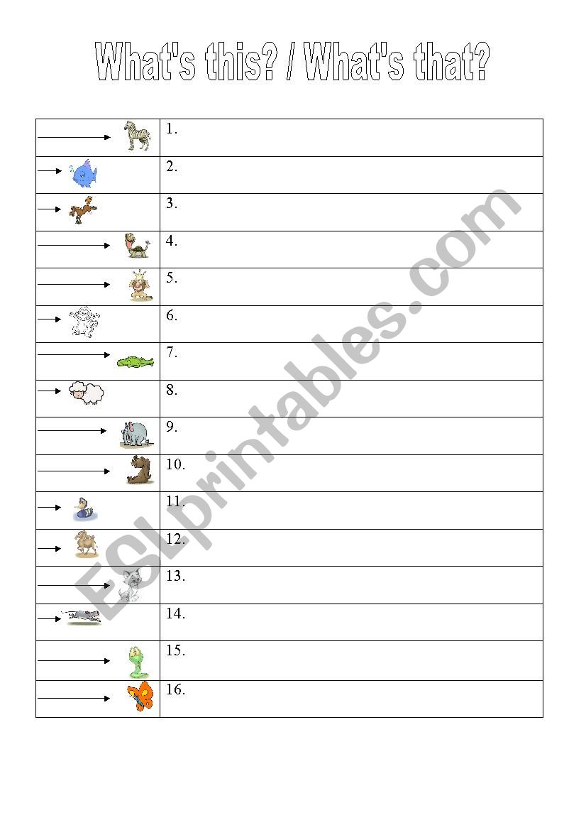 Whats this - that? / Animals worksheet