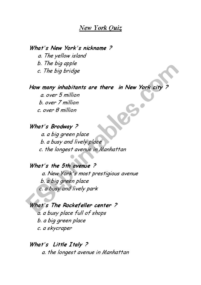 new york quiz worksheet