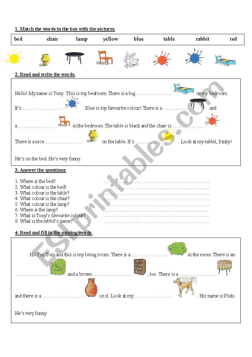 Rooms in the house worksheet