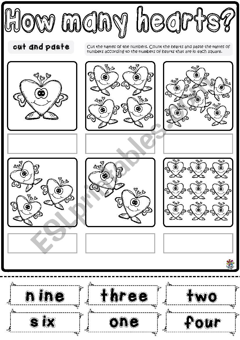 Numbers CUT & PASTE worksheet