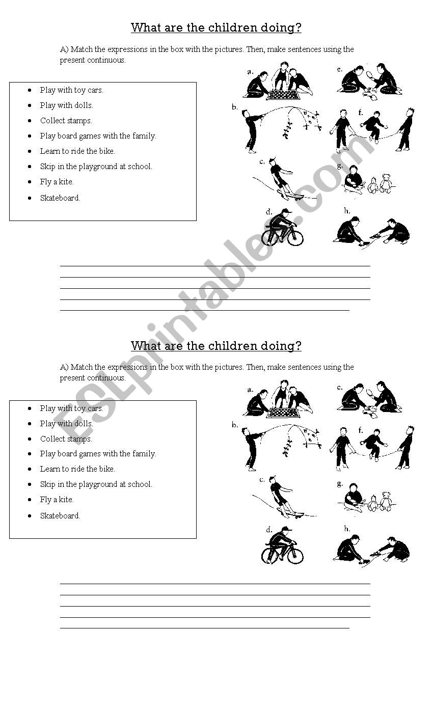 What are the children doing? worksheet