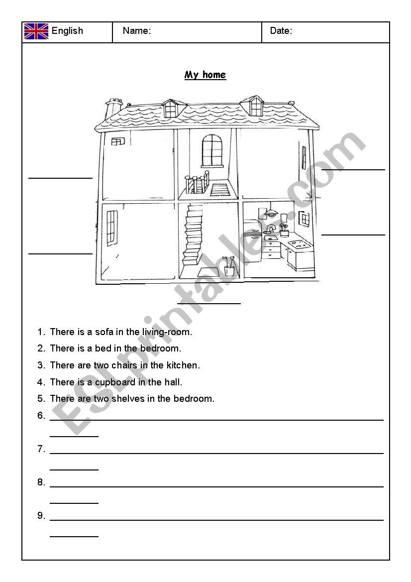 The furniture in my home worksheet