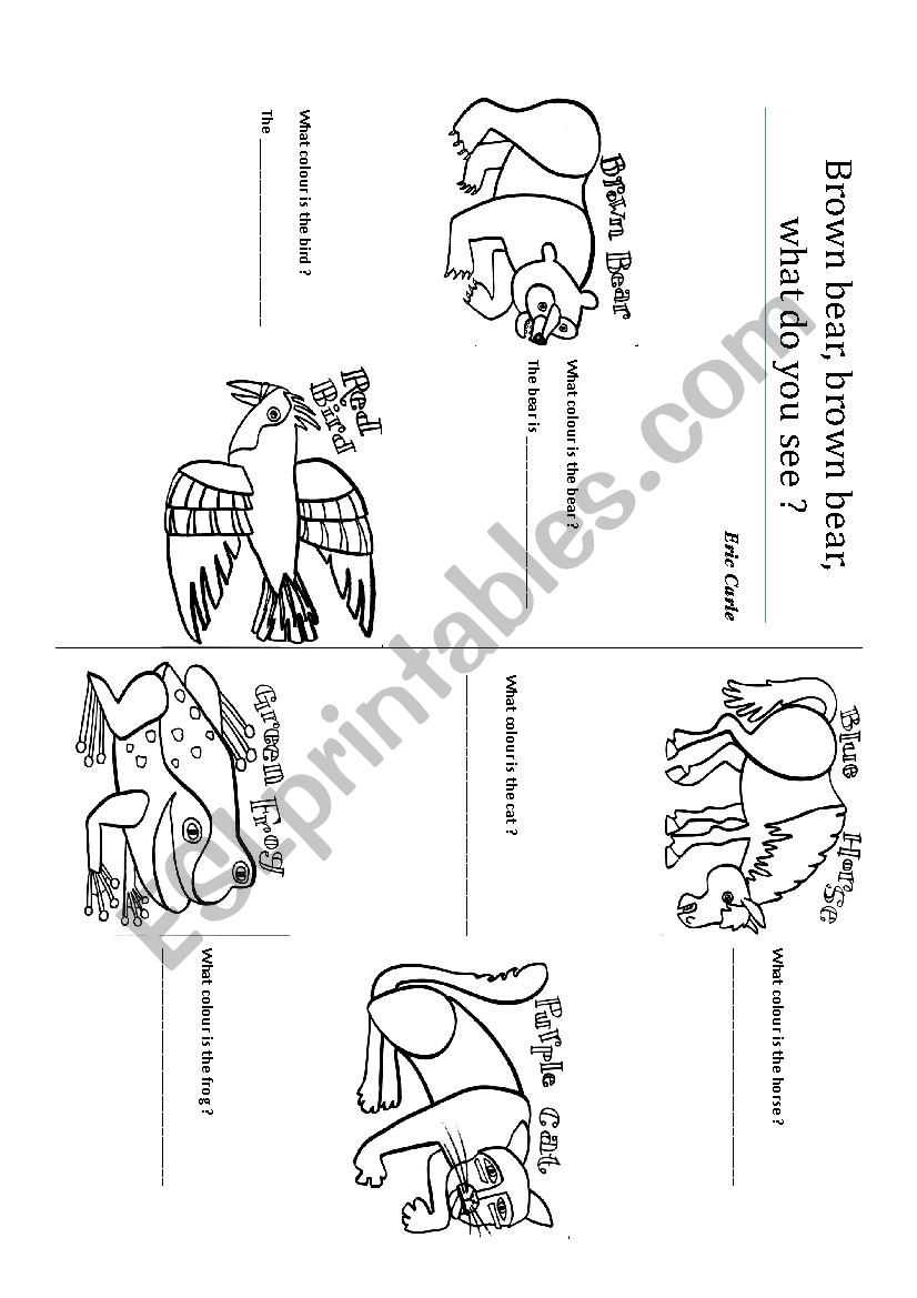 What colour is the bear ? worksheet