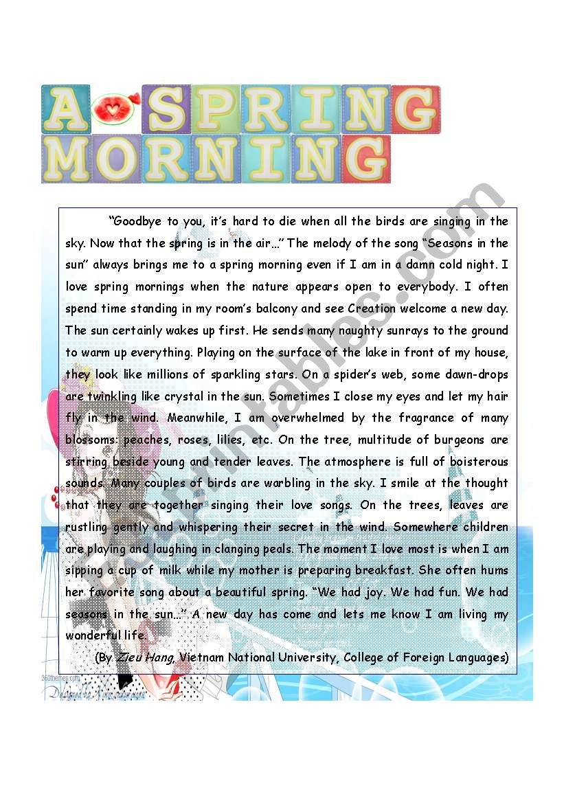 A spring morning_a reading and writing combination practice