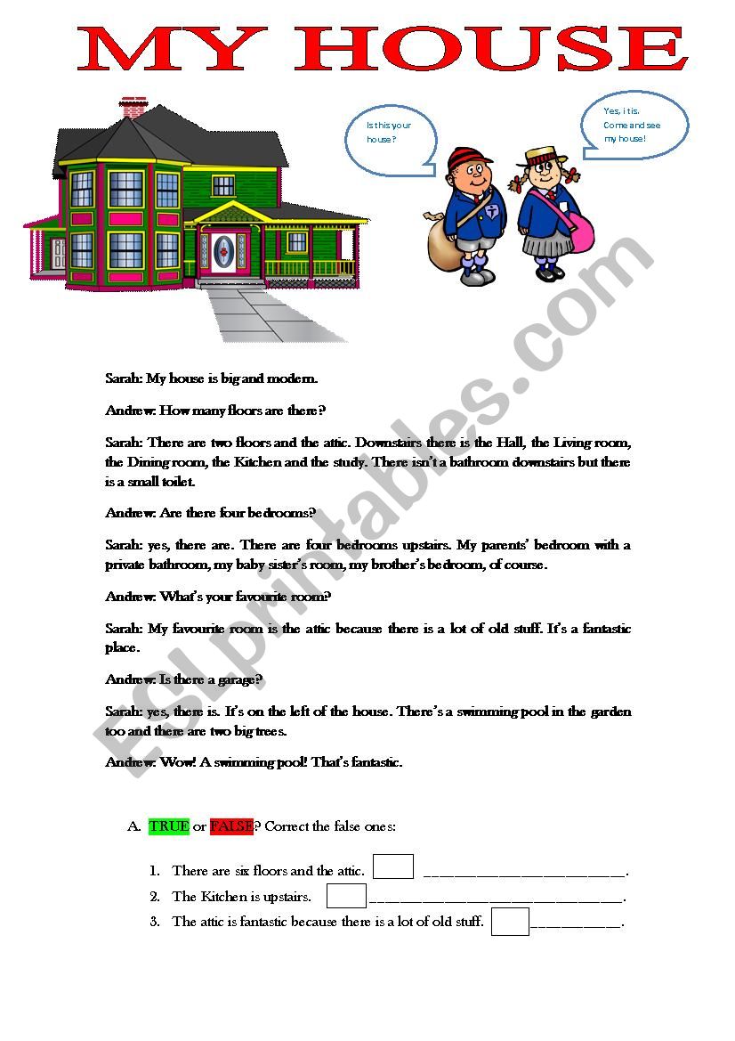 SARAHS HOUSE worksheet
