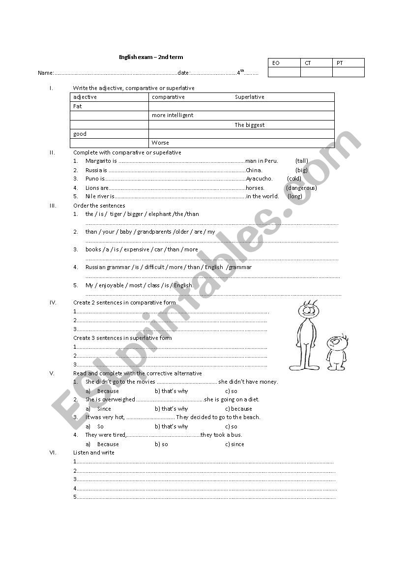 Comparative and superlative worksheet