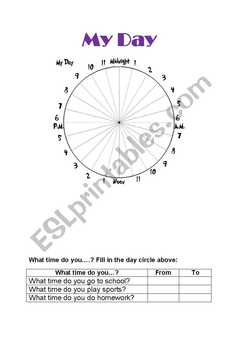 Daily Routines-My Day worksheet