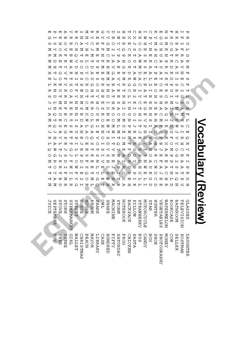 Crossword Vocabulary worksheet